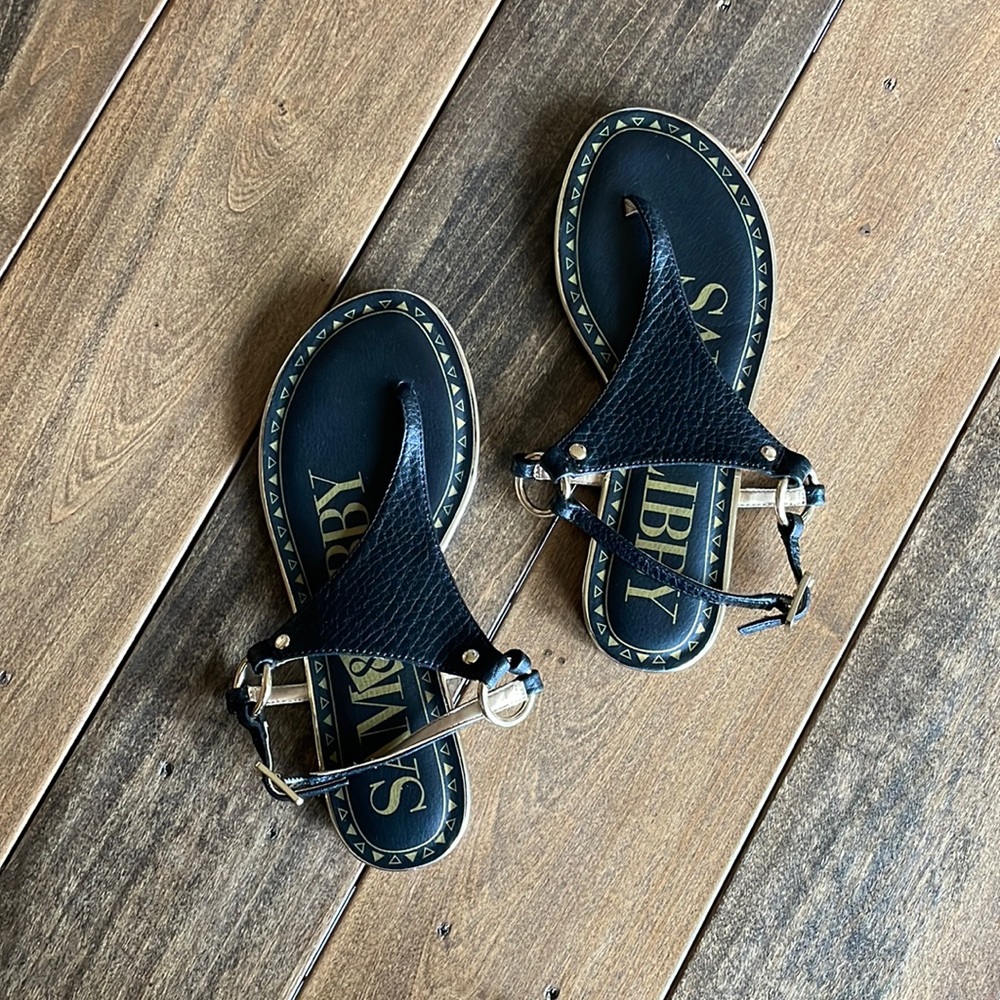Black & gold strappy sandals
